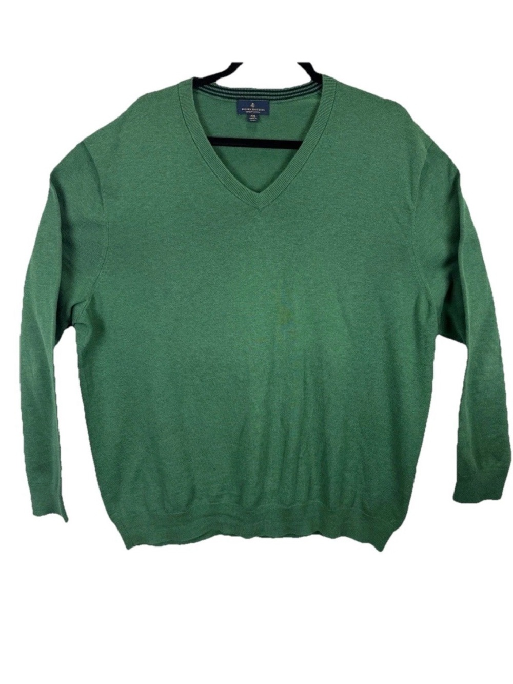 Brooks Brothers Green V-Neck Cashmere-Blend Sweater - Picture 2 of 9